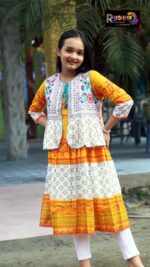 Rangmaya cotton kurti with koti for baby girls- BKGT-3041 - Image 3