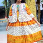 Rangmaya cotton kurti with koti for baby girls- BKGT-3041