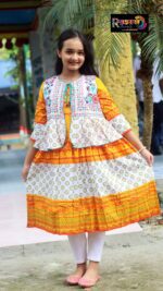 Rangmaya cotton kurti with koti for baby girls- BKGT-3041