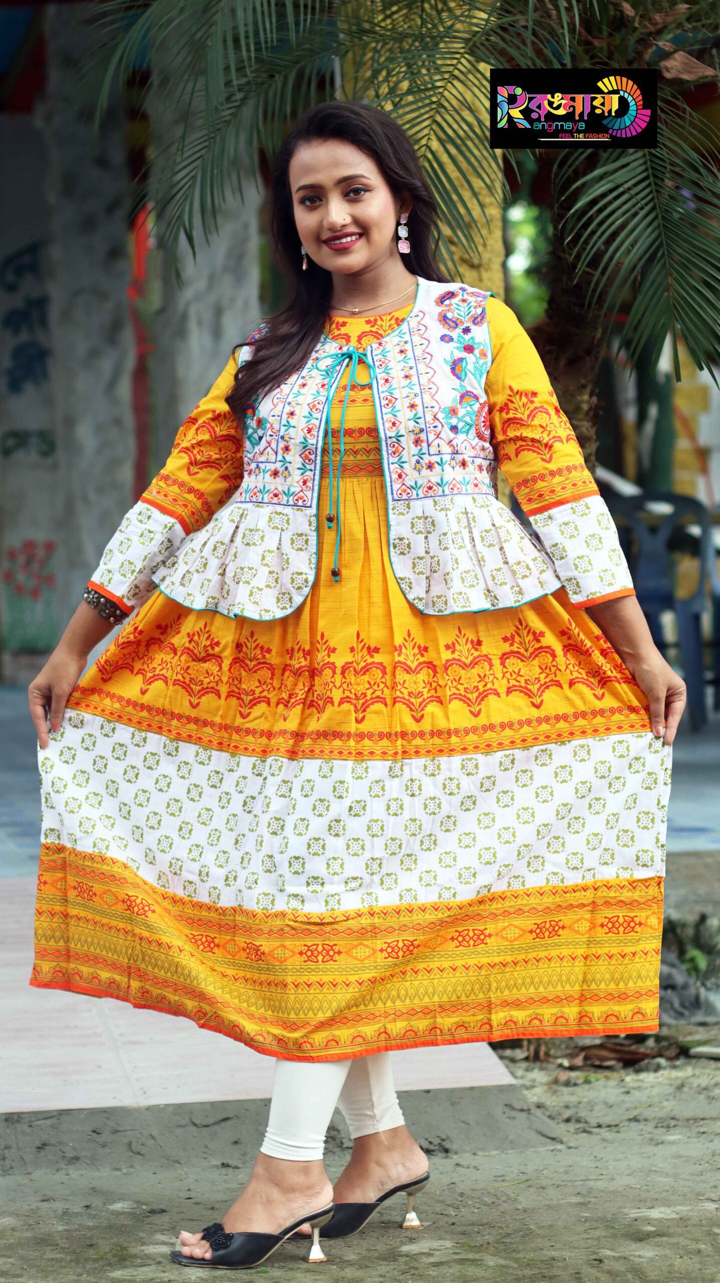 IMG_0999 Rangmaya cotton kurti with koti for women- KGT-5028 - Image 1