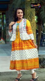 Rangmaya cotton kurti with koti for women- KGT-5028 - Image 6