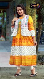 Rangmaya cotton kurti with koti for women- KGT-5028 - Image 7