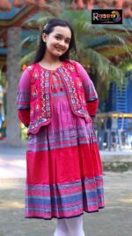 Rangmaya cotton kurti with koti for baby girls- BKGT-3045 - Image 2