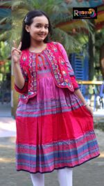 Rangmaya cotton kurti with koti for baby girls- BKGT-3045 - Image 3