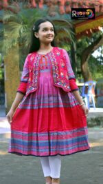 Rangmaya cotton kurti with koti for baby girls- BKGT-3045 - Image 5