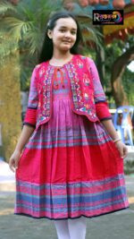 Rangmaya cotton kurti with koti for baby girls- BKGT-3045 - Image 6