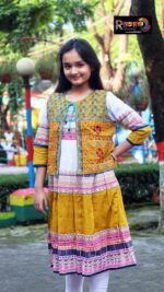 Rangmaya cotton kurti with koti for baby girls- BKGT-3042 - Image 4