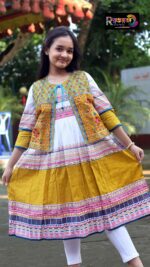Rangmaya cotton kurti with koti for baby girls- BKGT-3042