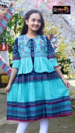Rangmaya cotton kurti with koti for baby girls- BKGT-3047 - Image 2