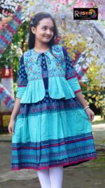 Rangmaya cotton kurti with koti for baby girls- BKGT-3047 - Image 3