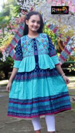 Rangmaya cotton kurti with koti for baby girls- BKGT-3047