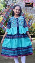 Rangmaya cotton kurti with koti for baby girls- BKGT-3047 - Image 5