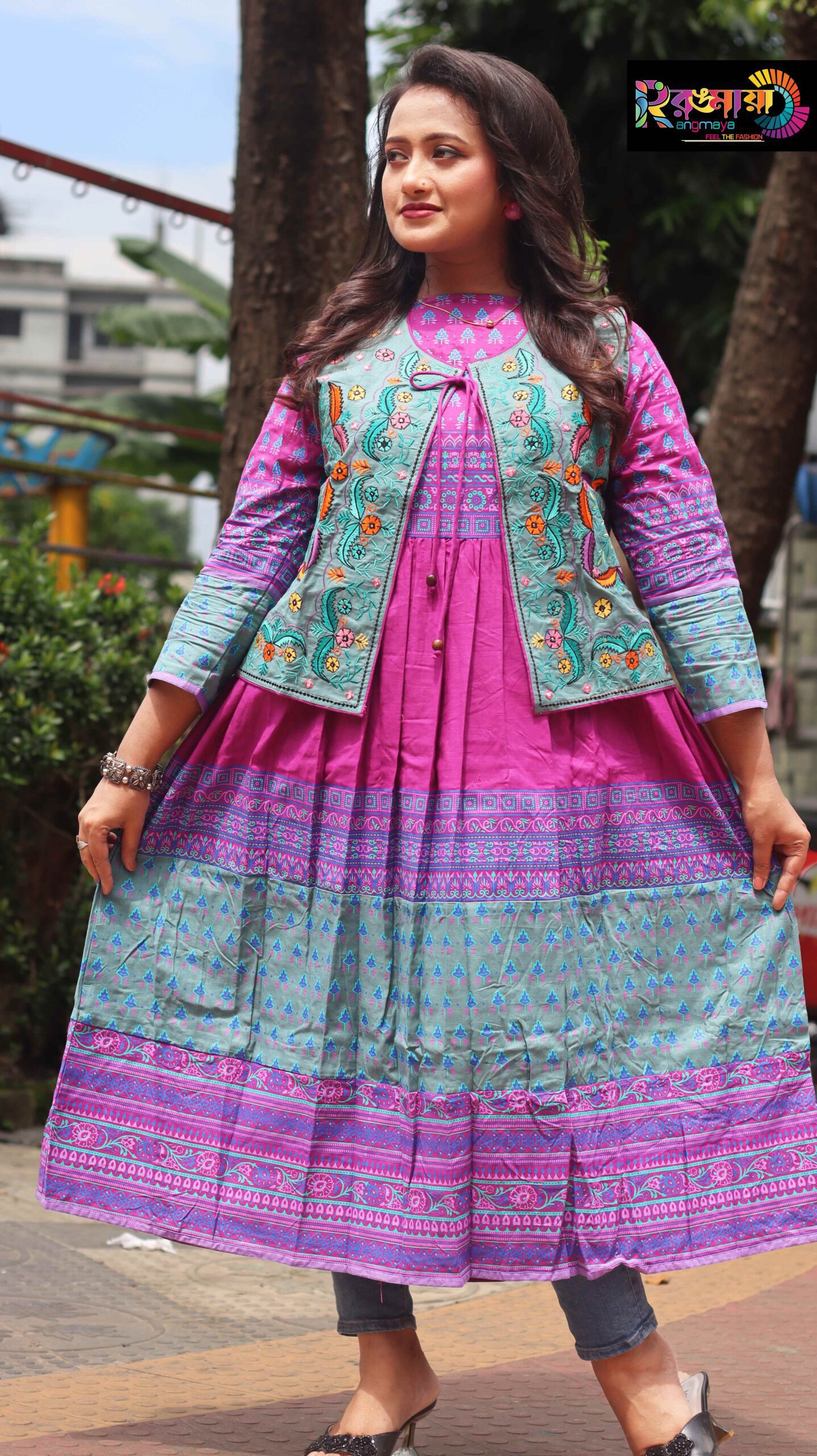 IMG_0703 Rangmaya cotton kurti with koti for women- KGT-5029 - Image 1