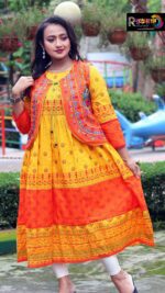 Rangmaya cotton kurti with koti for women- KGT-5031