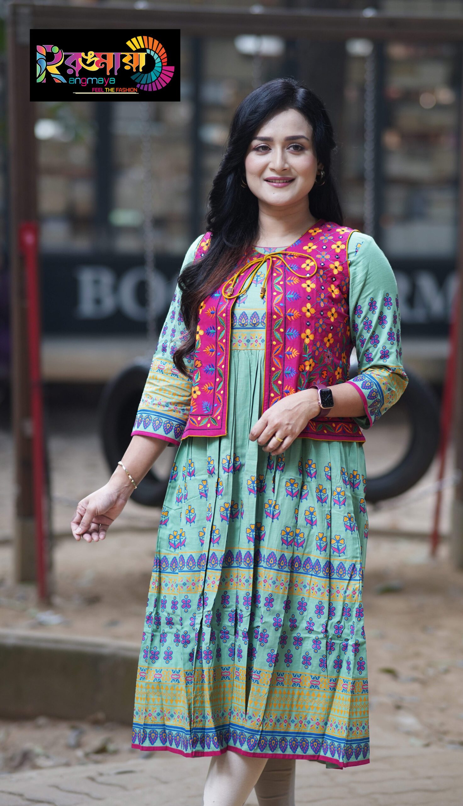 DSC03838 Rangmaya cotton kurti with koti for women- KGT-5012 - Image 1