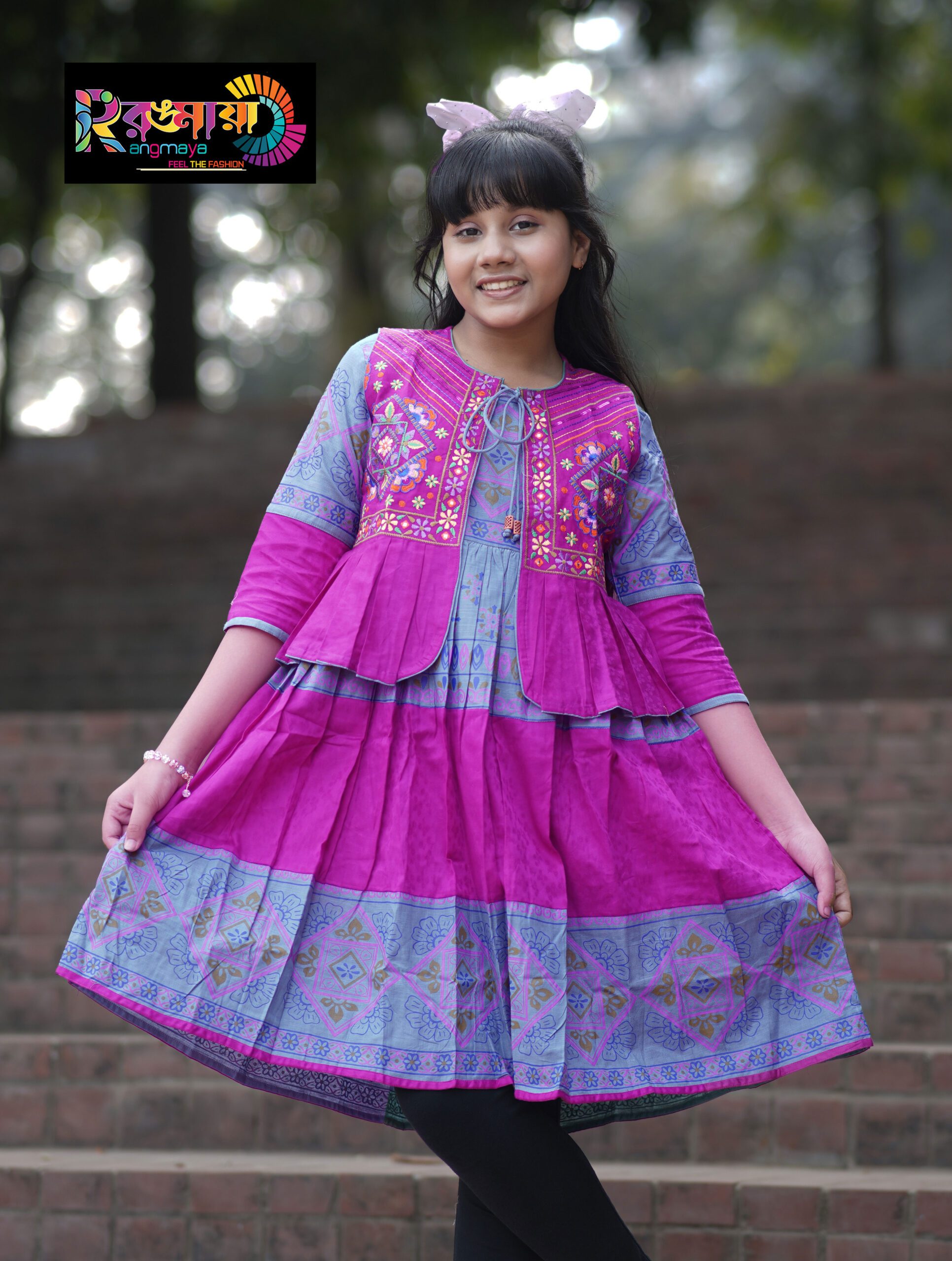 DSC03981 Rangmaya cotton kurti with koti for baby girls- BKGT-3010 - Image 1