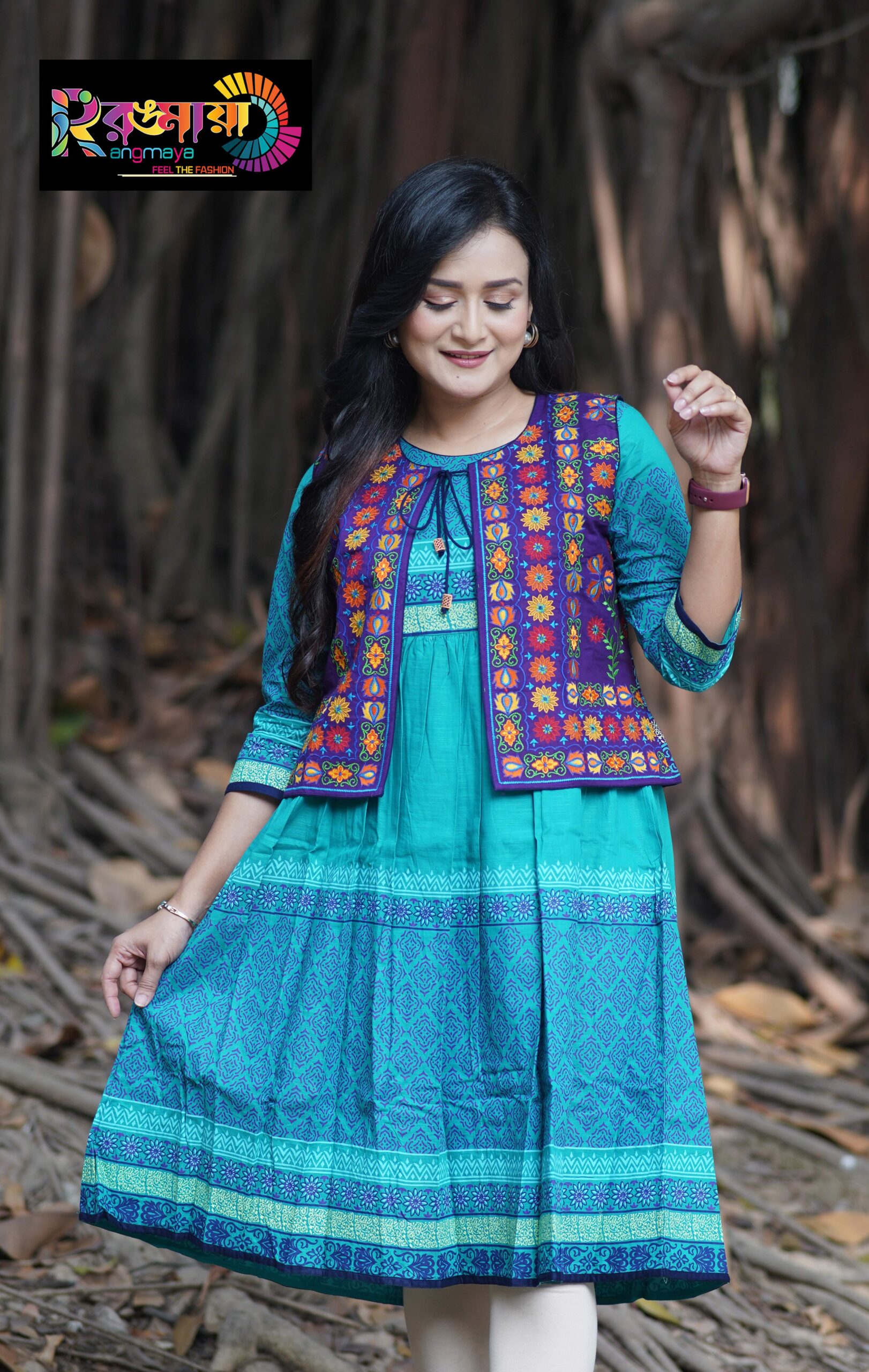 DSC04009 Rangmaya cotton kurti with koti for women- KGT-5014 - Image 1