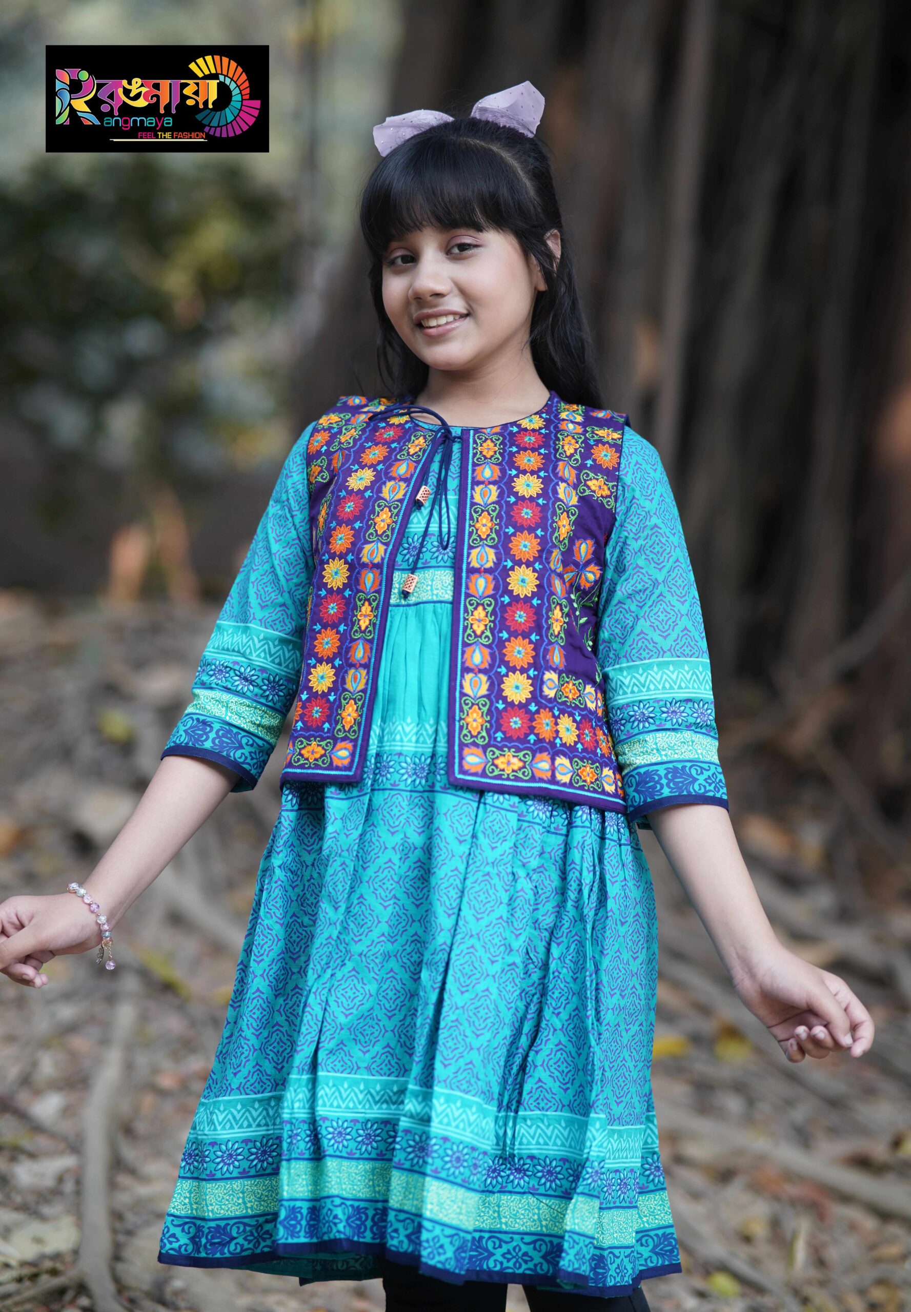 DSC04028 Rangmaya cotton kurti with koti for baby girls- BKGT-3007 - Image 1