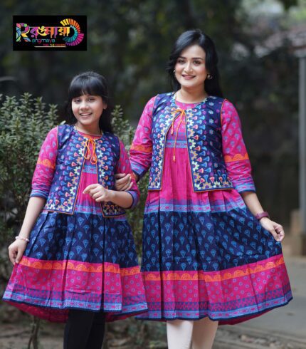 Rangmaya combo cotton kurti with koti for women- CMK-8008