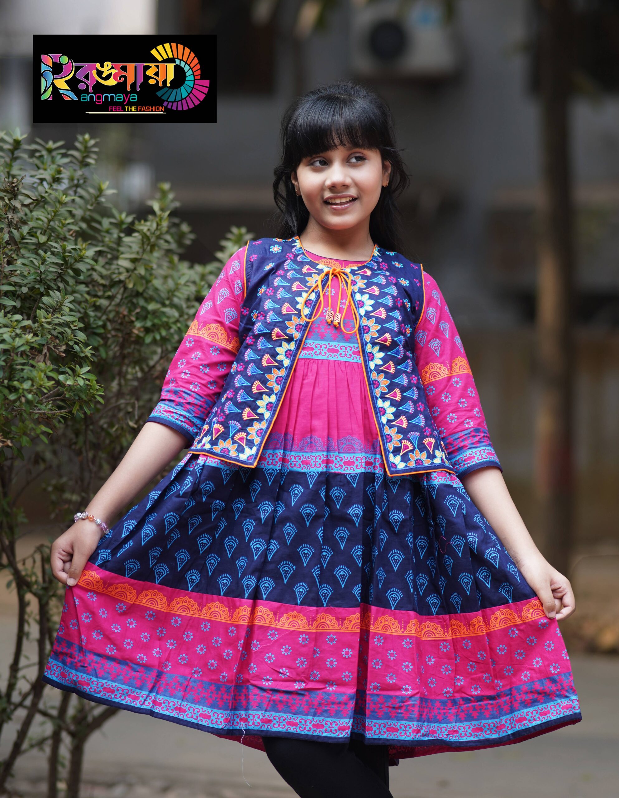 DSC04068 Rangmaya cotton kurti with koti for baby girls- BKGT-3008 - Image 1