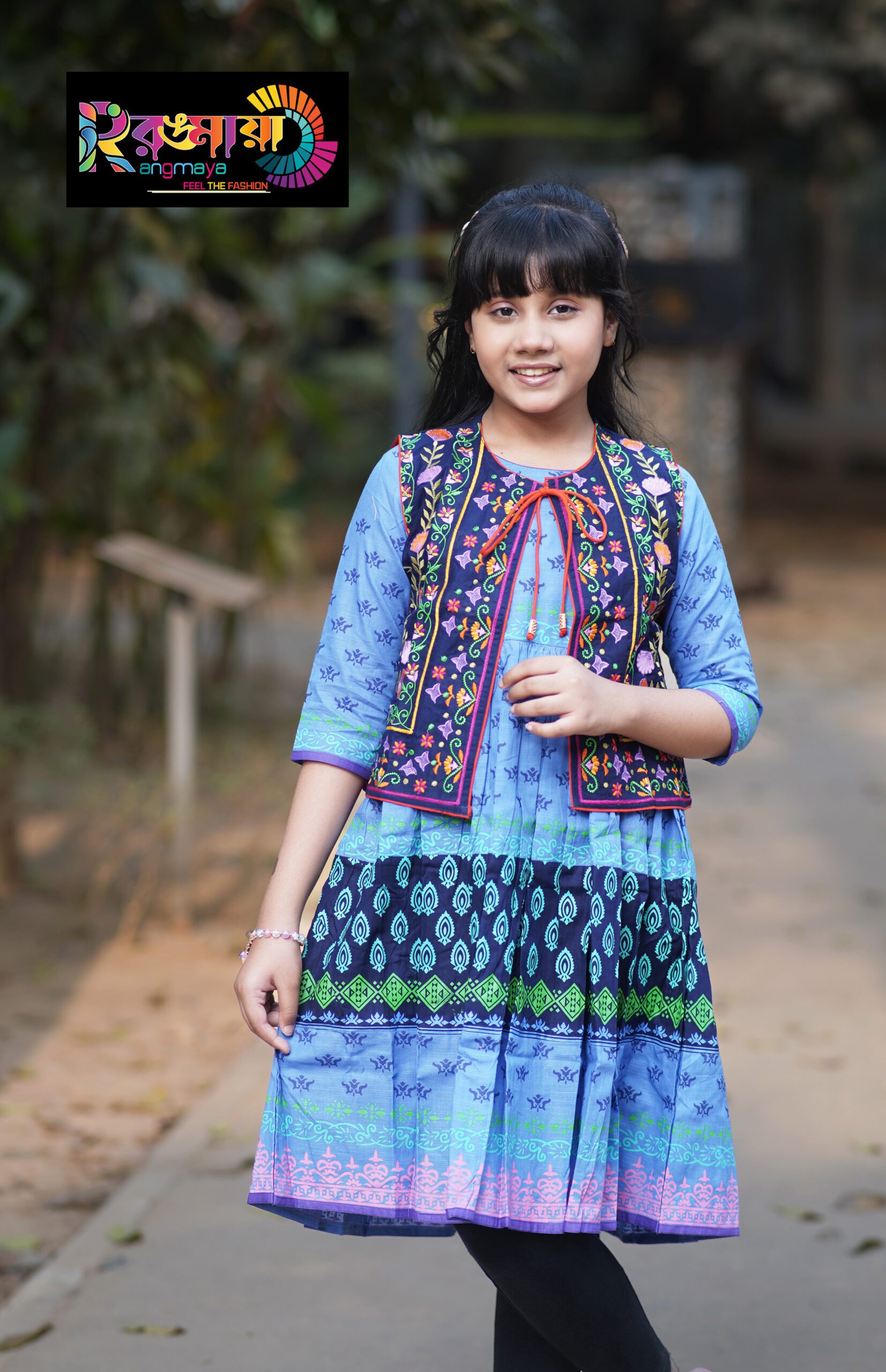 DSC04096 Rangmaya cotton kurti with koti for baby girls- BGT-3003 - Image 1