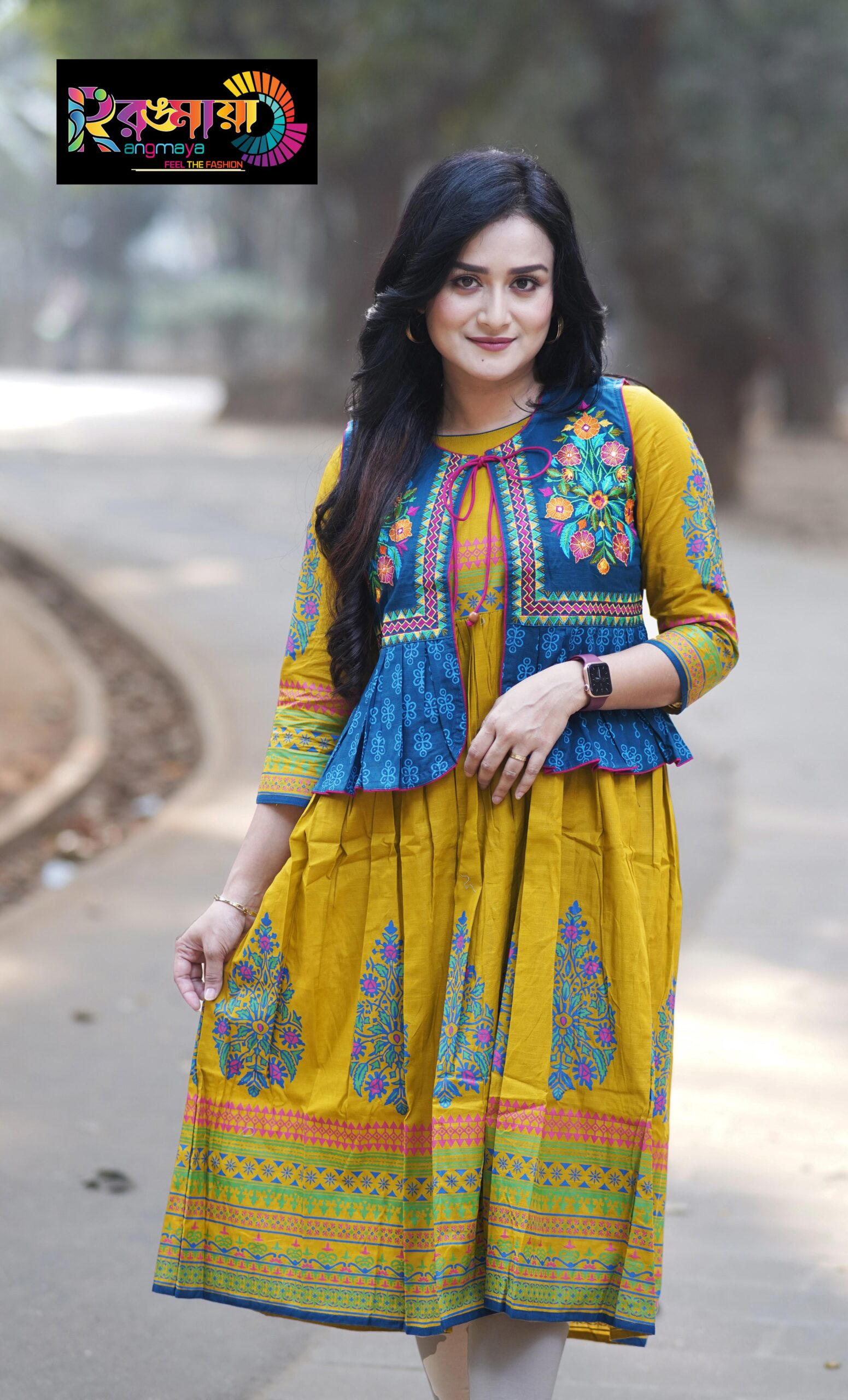 DSC04123 Rangmaya cotton kurti with koti for women- KGT-5016 - Image 1