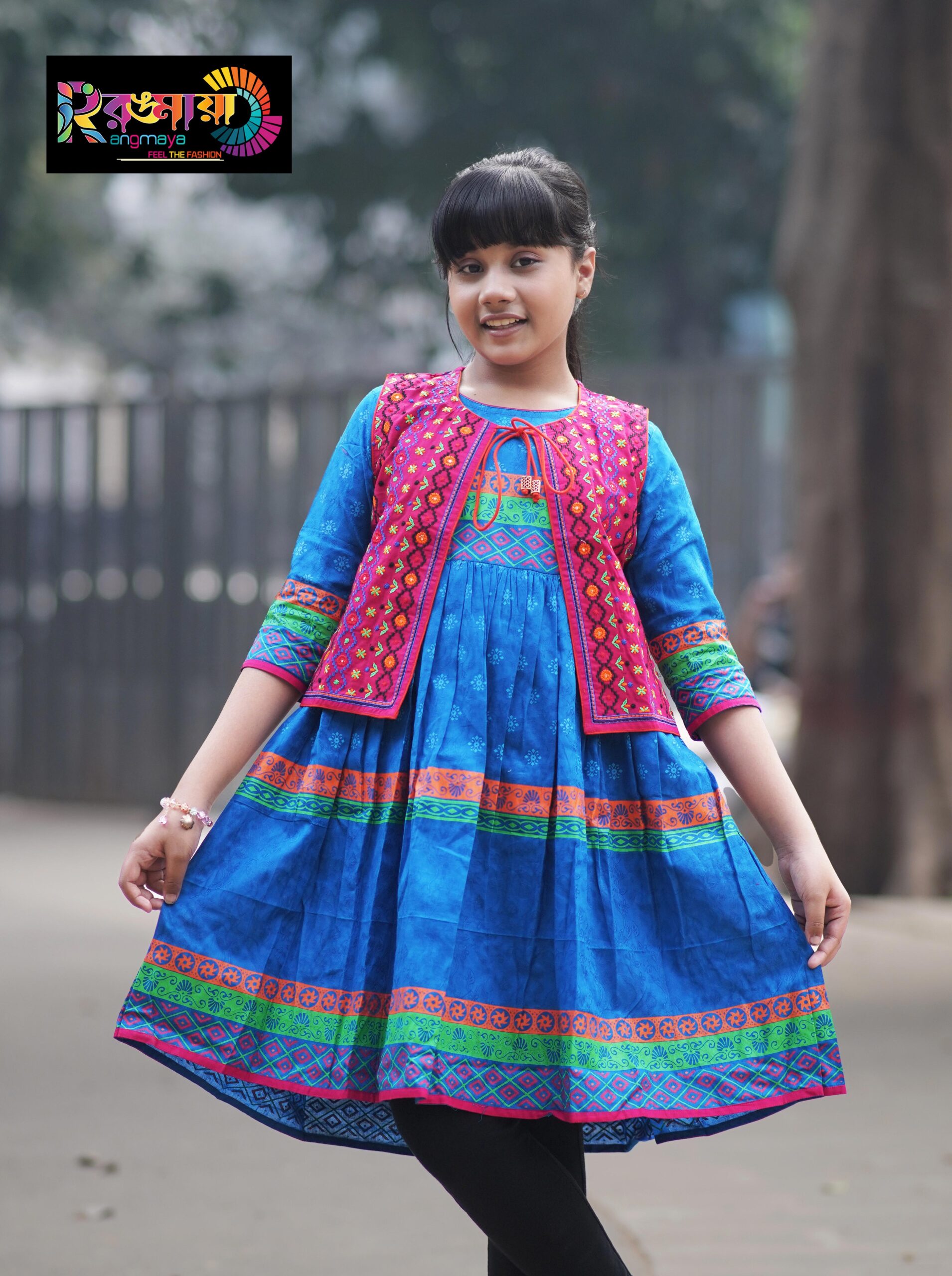 DSC04199 Rangmay cotton kurti with koti for baby girl- BKGT-3001 - Image 1