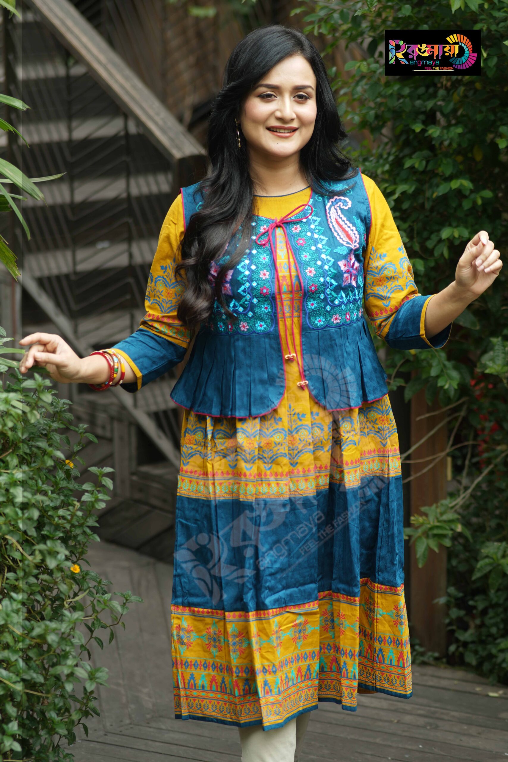 DSC07480 Rangmaya cotton kurti with koti for women- KGT-5020 - Image 1