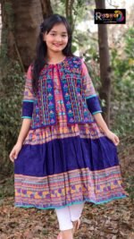 Rangmaya cotton kurti with koti for baby girls- BKGT-3033 - Image 2