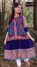 Rangmaya cotton kurti with koti for baby girls- BKGT-3033 - Image 3