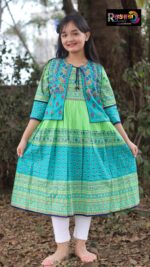 Rangmaya cotton kurti with koti for baby girls- BKGT-3034