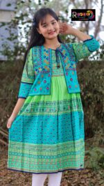 Rangmaya cotton kurti with koti for baby girls- BKGT-3034 - Image 3