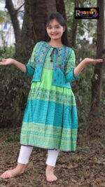 Rangmaya cotton kurti with koti for baby girls- BKGT-3034 - Image 2