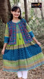 Rangmaya cotton kurti with koti for baby girls- BKGT-3031 { Tiya Body+ Tora koti  }