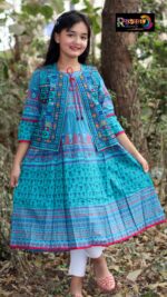 Rangmaya cotton kurti with koti for baby girls- BKGT-3037 - Image 2