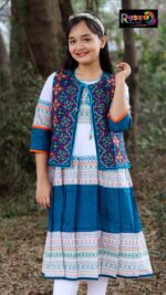 Rangmaya cotton kurti with koti for baby girls- BKGT-3035 - Image 3